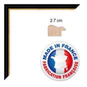 Cadre photo mural 10x15 / 10 x 15 Cadre Creux noir avec filet dore 2.7 cm de largeur cadre en bois